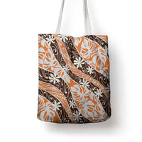 Puatou Tahiti Tiare Monstera Tote Bag Polynesian Pattern Curve Style - Polynesian Pride