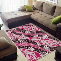 Tarona Tahiti Tiare Monstera Area Rug Polynesian Pattern Curve Style - Polynesian Pride