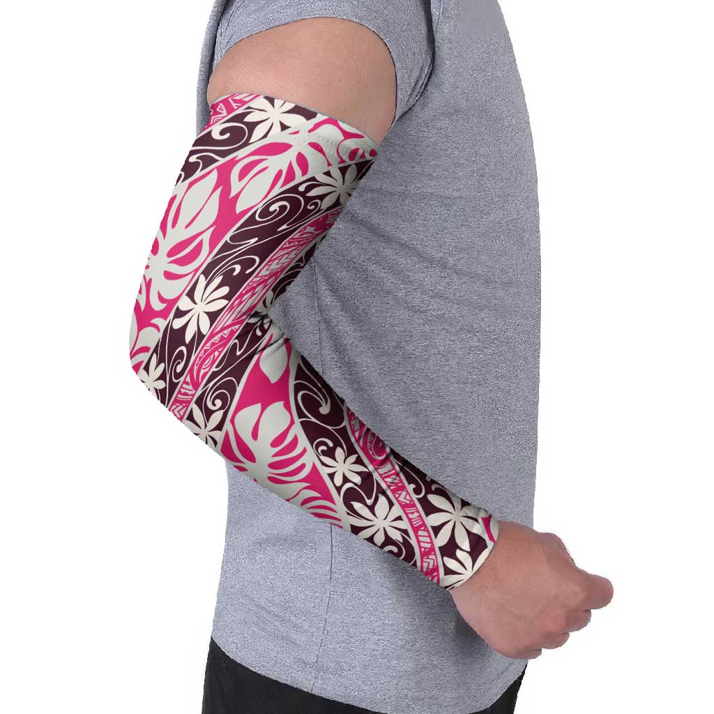 Tarona Tahiti Tiare Monstera Arm Sleeves Polynesian Pattern Curve Style - Polynesian Pride