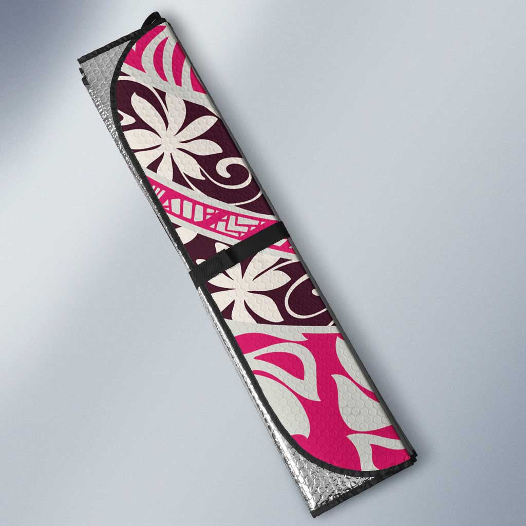 Tarona Tahiti Tiare Monstera Auto Sun Shade Polynesian Pattern Curve Style - Polynesian Pride