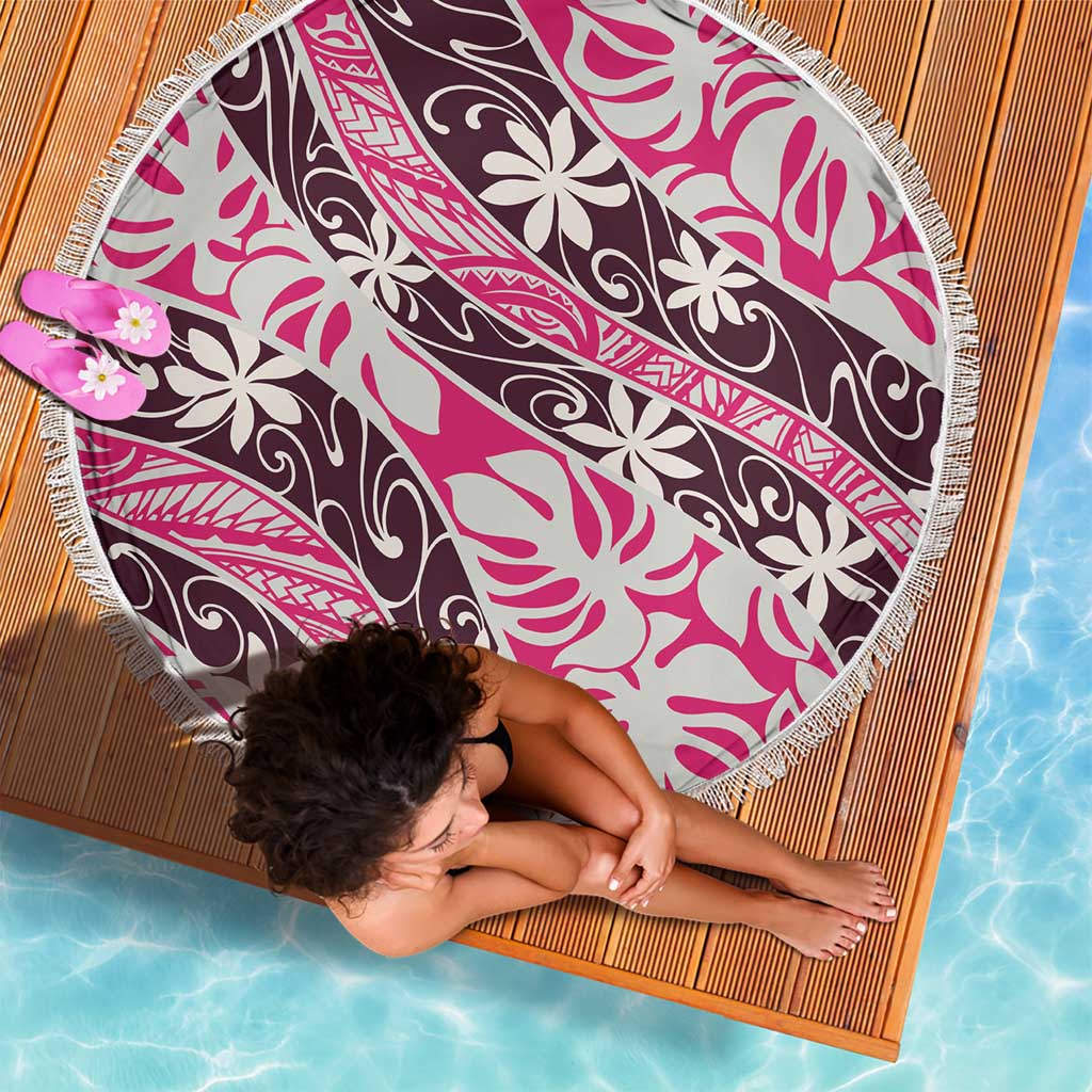 Tarona Tahiti Tiare Monstera Beach Blanket Polynesian Pattern Curve Style - Polynesian Pride