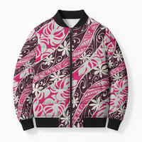 Tarona Tahiti Tiare Monstera Bomber Puffer Jacket Polynesian Pattern Curve Style - Polynesian Pride