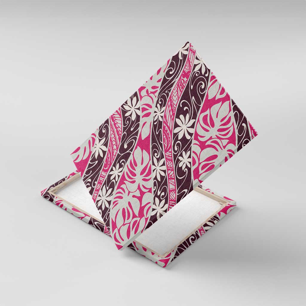 Tarona Tahiti Tiare Monstera Canvas Wall Art Polynesian Pattern Curve Style - Polynesian Pride