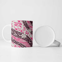 Tarona Tahiti Tiare Monstera Ceramic Mug Polynesian Pattern Curve Style - Polynesian Pride