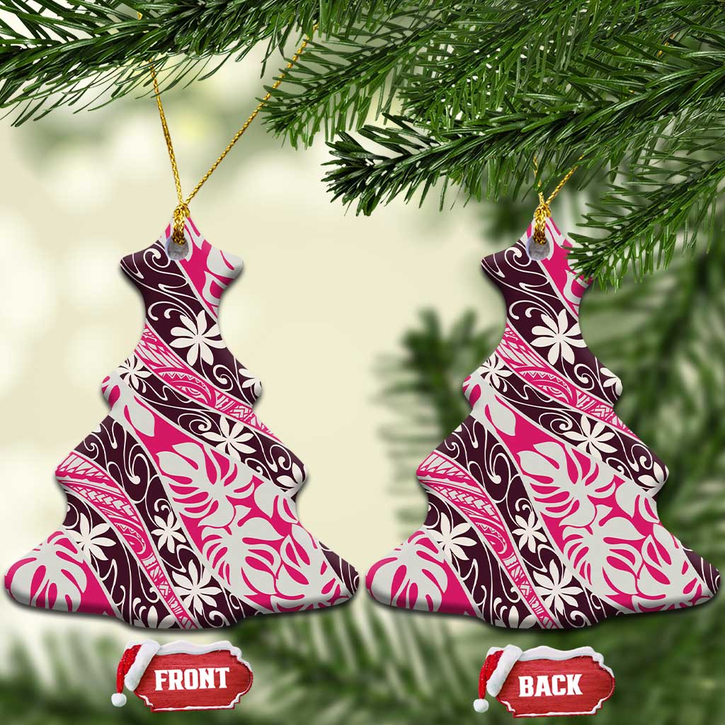 Tarona Tahiti Tiare Monstera Ceramic Ornament Polynesian Pattern Curve Style - Polynesian Pride