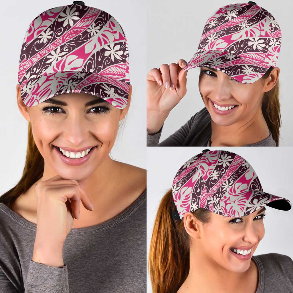 Tarona Tahiti Tiare Monstera Classic Cap Polynesian Pattern Curve Style - Polynesian Pride