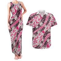 Tarona Tahiti Tiare Monstera Couples Matching Tank Maxi Dress and Hawaiian Shirt Polynesian Pattern Curve Style - Polynesian Pride