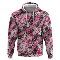 Tarona Tahiti Tiare Monstera Hoodie Polynesian Pattern Curve Style - Polynesian Pride