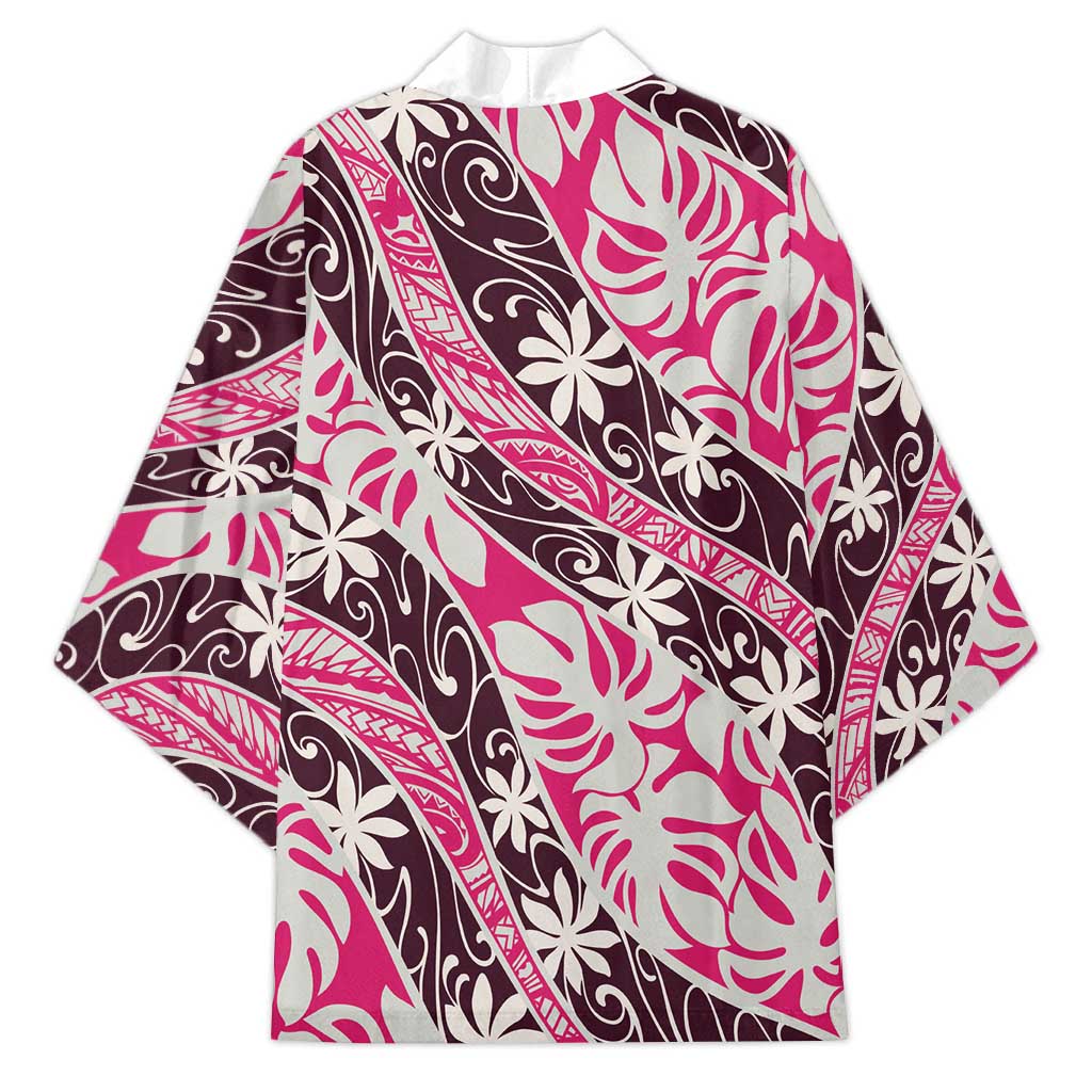 Tarona Tahiti Tiare Monstera Kimono Polynesian Pattern Curve Style - Polynesian Pride