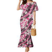 Tarona Tahiti Tiare Monstera Mermaid Dress Polynesian Pattern Curve Style - Polynesian Pride