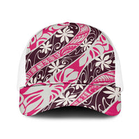 Tarona Tahiti Tiare Monstera Mesh Trucker Cap Polynesian Pattern Curve Style - Polynesian Pride