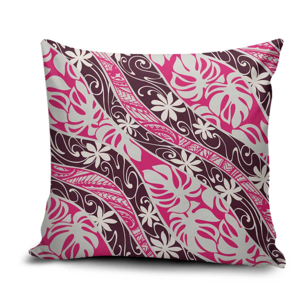 Tarona Tahiti Tiare Monstera Pillow Cover Polynesian Pattern Curve Style - Polynesian Pride