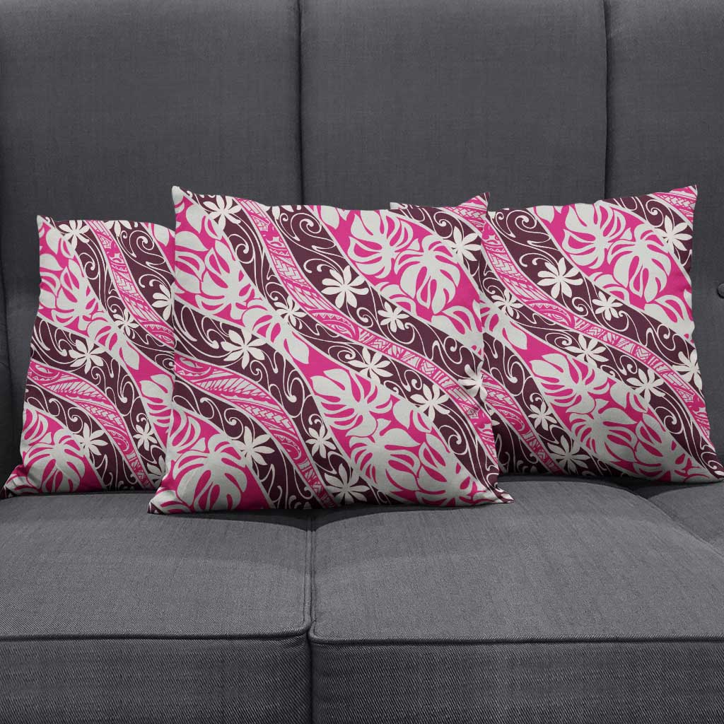 Tarona Tahiti Tiare Monstera Pillow Cover Polynesian Pattern Curve Style - Polynesian Pride