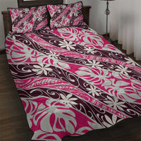 Tarona Tahiti Tiare Monstera Quilt Bed Set Polynesian Pattern Curve Style - Polynesian Pride