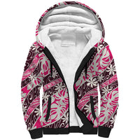 Tarona Tahiti Tiare Monstera Sherpa Hoodie Polynesian Pattern Curve Style - Polynesian Pride
