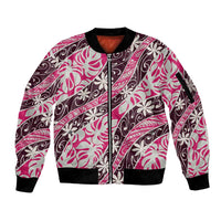 Tarona Tahiti Tiare Monstera Sleeve Zip Bomber Jacket Polynesian Pattern Curve Style - Polynesian Pride