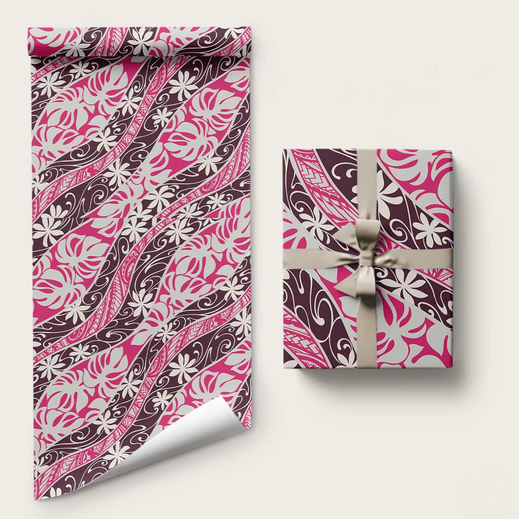 Tarona Tahiti Tiare Monstera Wrapping Paper Polynesian Pattern Curve Style - Polynesian Pride