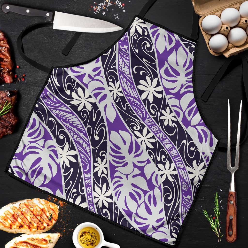 Vareau Tahiti Tiare Monstera Apron Polynesian Pattern Curve Style - Polynesian Pride