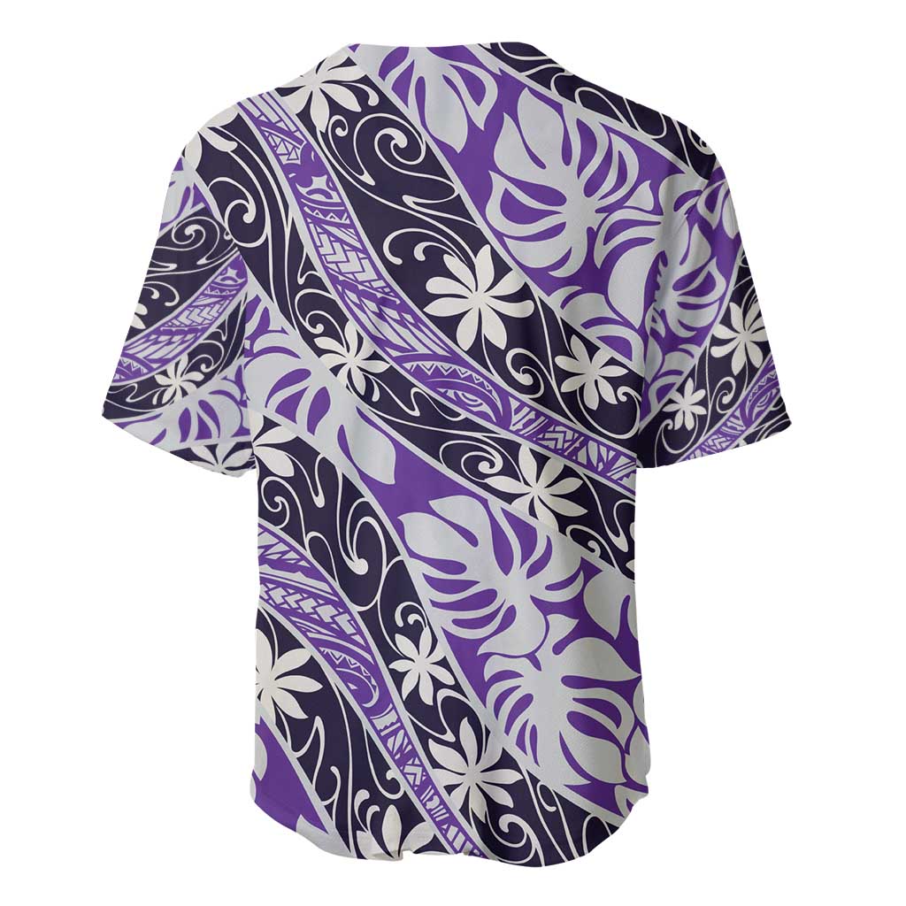 Vareau Tahiti Tiare Monstera Baseball Jersey Polynesian Pattern Curve Style - Polynesian Pride