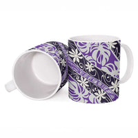 Vareau Tahiti Tiare Monstera Ceramic Mug Polynesian Pattern Curve Style - Polynesian Pride