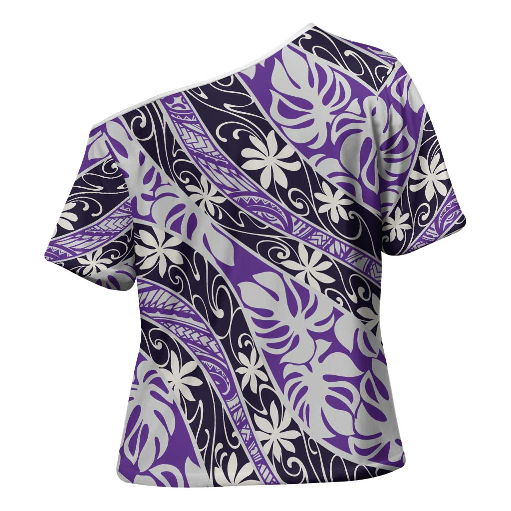 Vareau Tahiti Tiare Monstera Cross Shoulder Shirt Polynesian Pattern Curve Style - Polynesian Pride