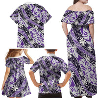 Vareau Tahiti Tiare Monstera Family Matching Off Shoulder Maxi Dress and Hawaiian Shirt Polynesian Pattern Curve Style - Polynesian Pride