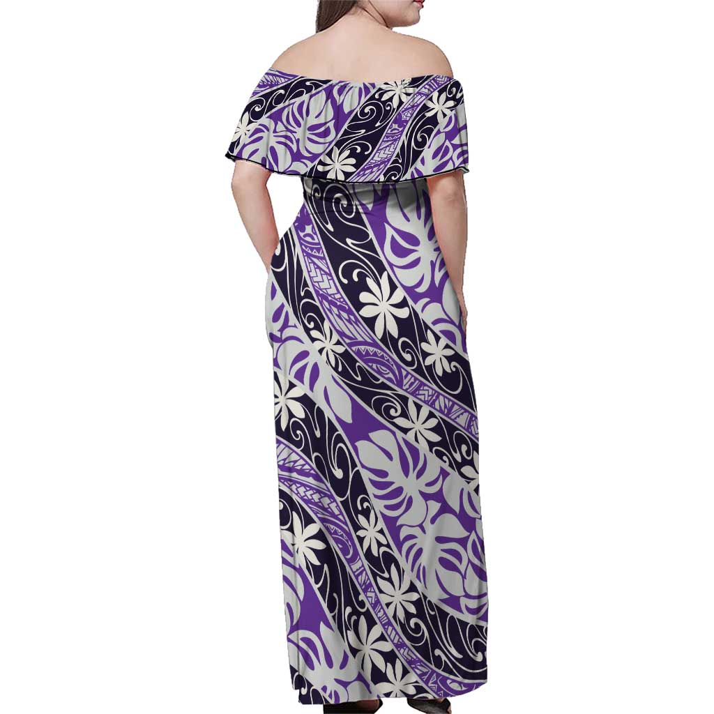 Vareau Tahiti Tiare Monstera Family Matching Off Shoulder Maxi Dress and Hawaiian Shirt Polynesian Pattern Curve Style - Polynesian Pride
