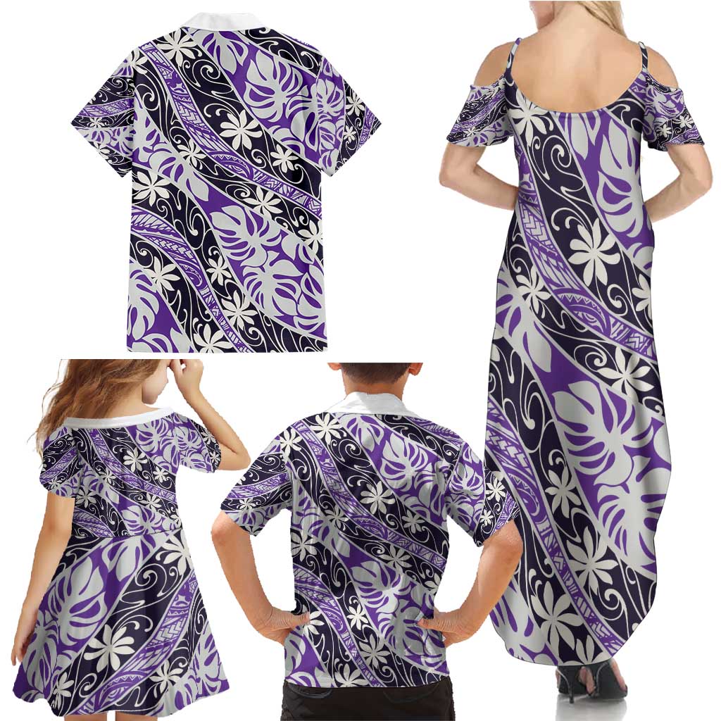Vareau Tahiti Tiare Monstera Family Matching Summer Maxi Dress and Hawaiian Shirt Polynesian Pattern Curve Style - Polynesian Pride