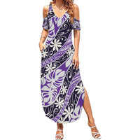 Vareau Tahiti Tiare Monstera Family Matching Summer Maxi Dress and Hawaiian Shirt Polynesian Pattern Curve Style - Polynesian Pride