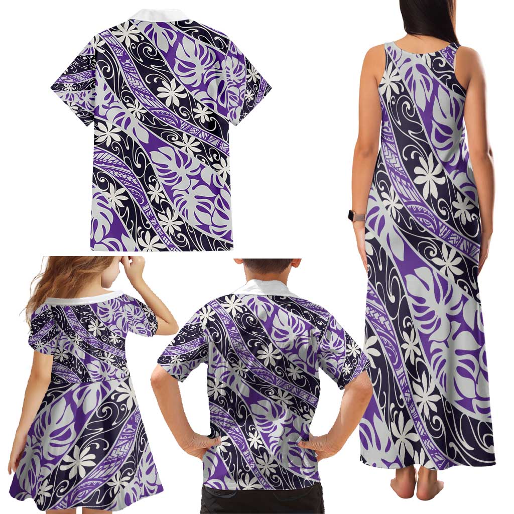 Vareau Tahiti Tiare Monstera Family Matching Tank Maxi Dress and Hawaiian Shirt Polynesian Pattern Curve Style - Polynesian Pride