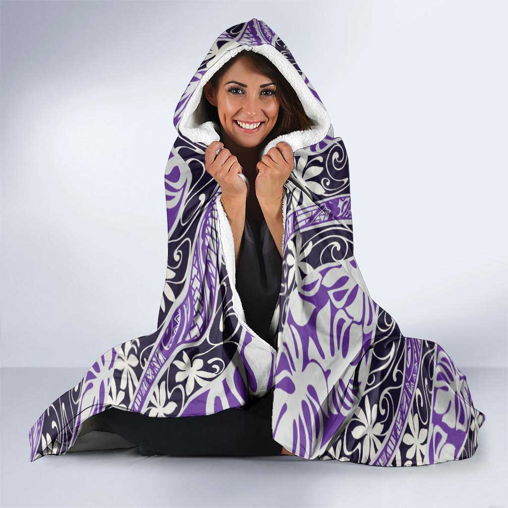 Vareau Tahiti Tiare Monstera Hooded Blanket Polynesian Pattern Curve Style - Polynesian Pride