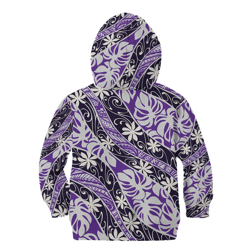 Vareau Tahiti Tiare Monstera Kid Hoodie Polynesian Pattern Curve Style - Polynesian Pride