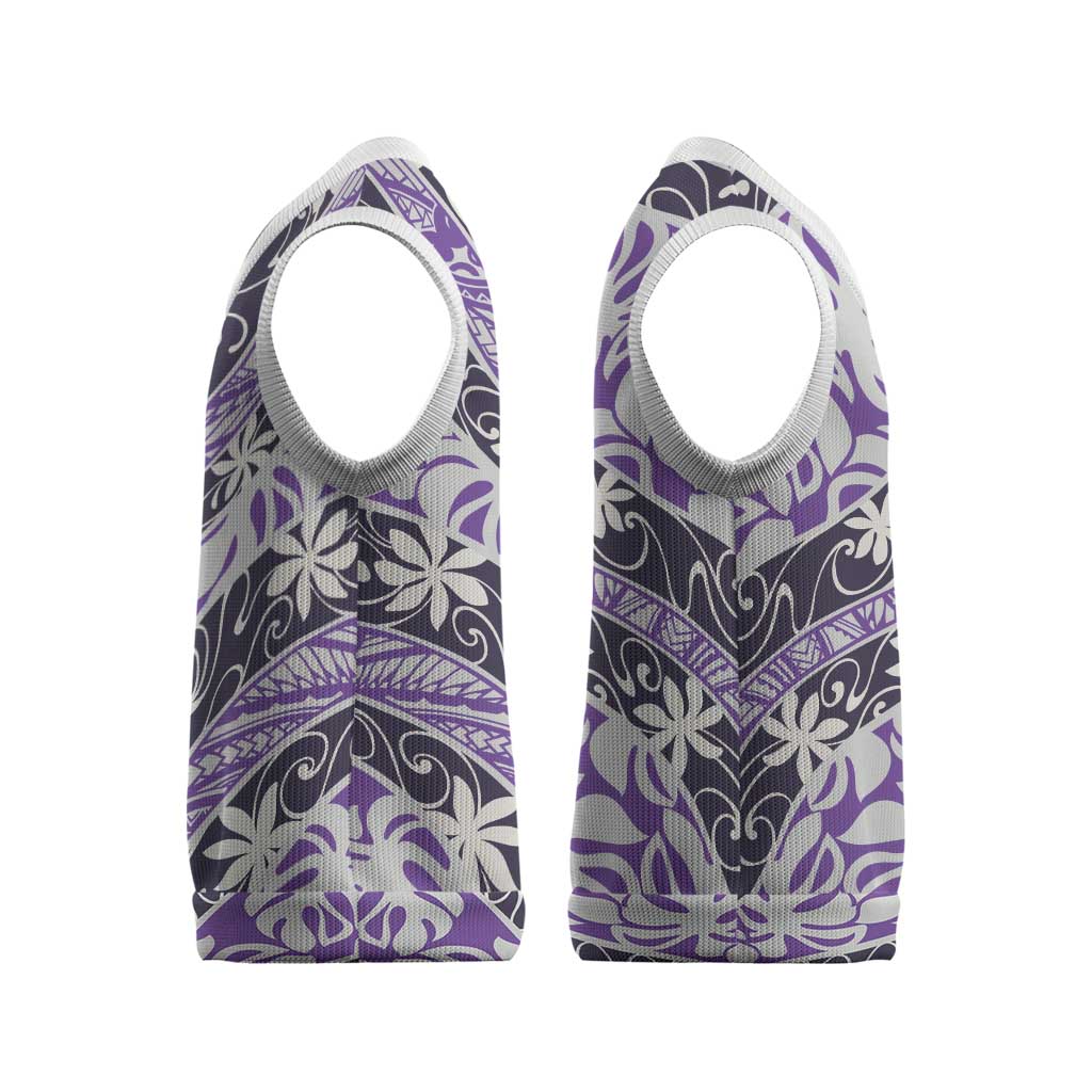 Vareau Tahiti Tiare Monstera Christmas Knitted V-Neck Vest Polynesian Pattern Curve Style - Polynesian Pride