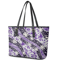 Vareau Tahiti Tiare Monstera Leather Tote Bag Polynesian Pattern Curve Style - Polynesian Pride