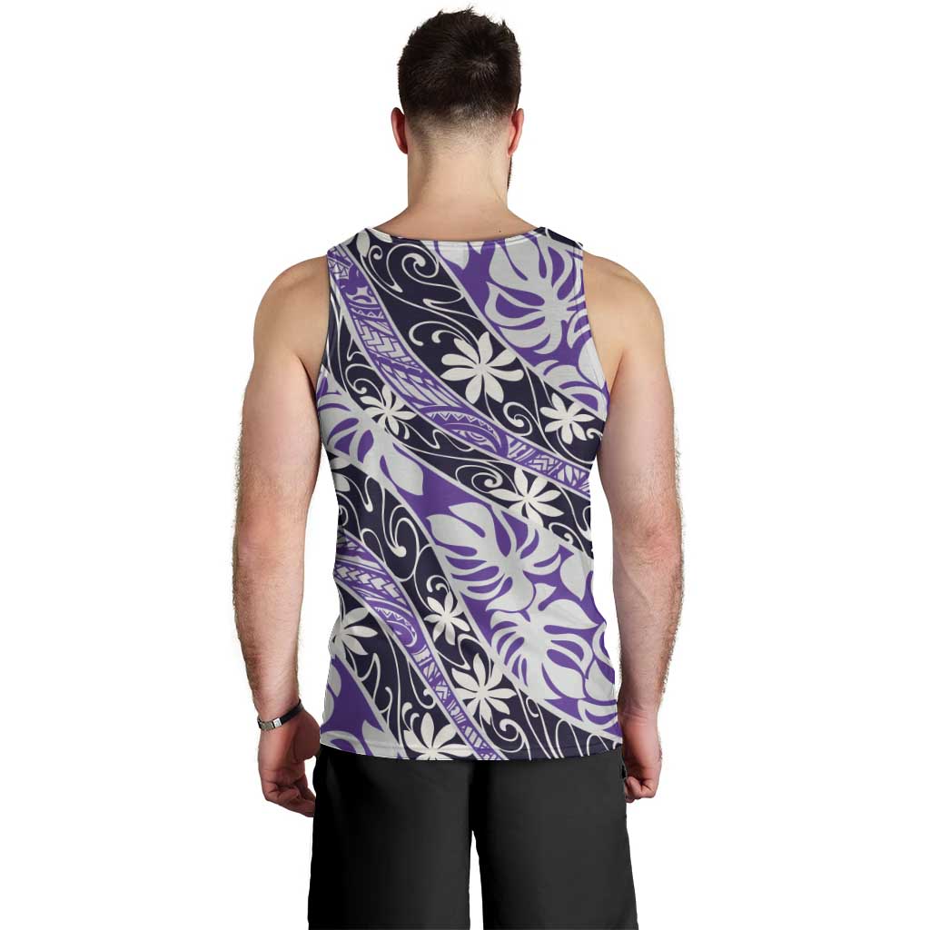 Vareau Tahiti Tiare Monstera Men Tank Top Polynesian Pattern Curve Style - Polynesian Pride