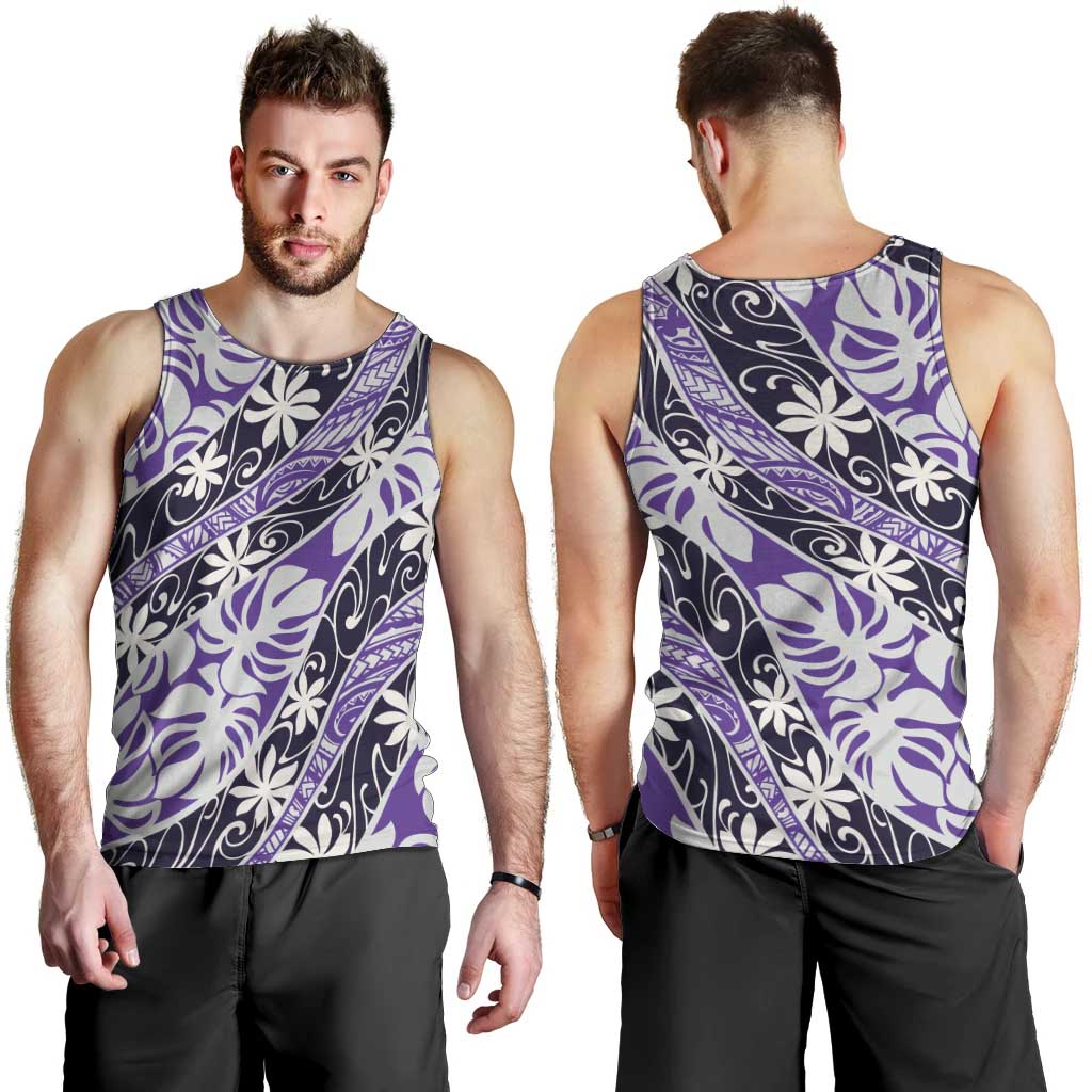Vareau Tahiti Tiare Monstera Men Tank Top Polynesian Pattern Curve Style - Polynesian Pride