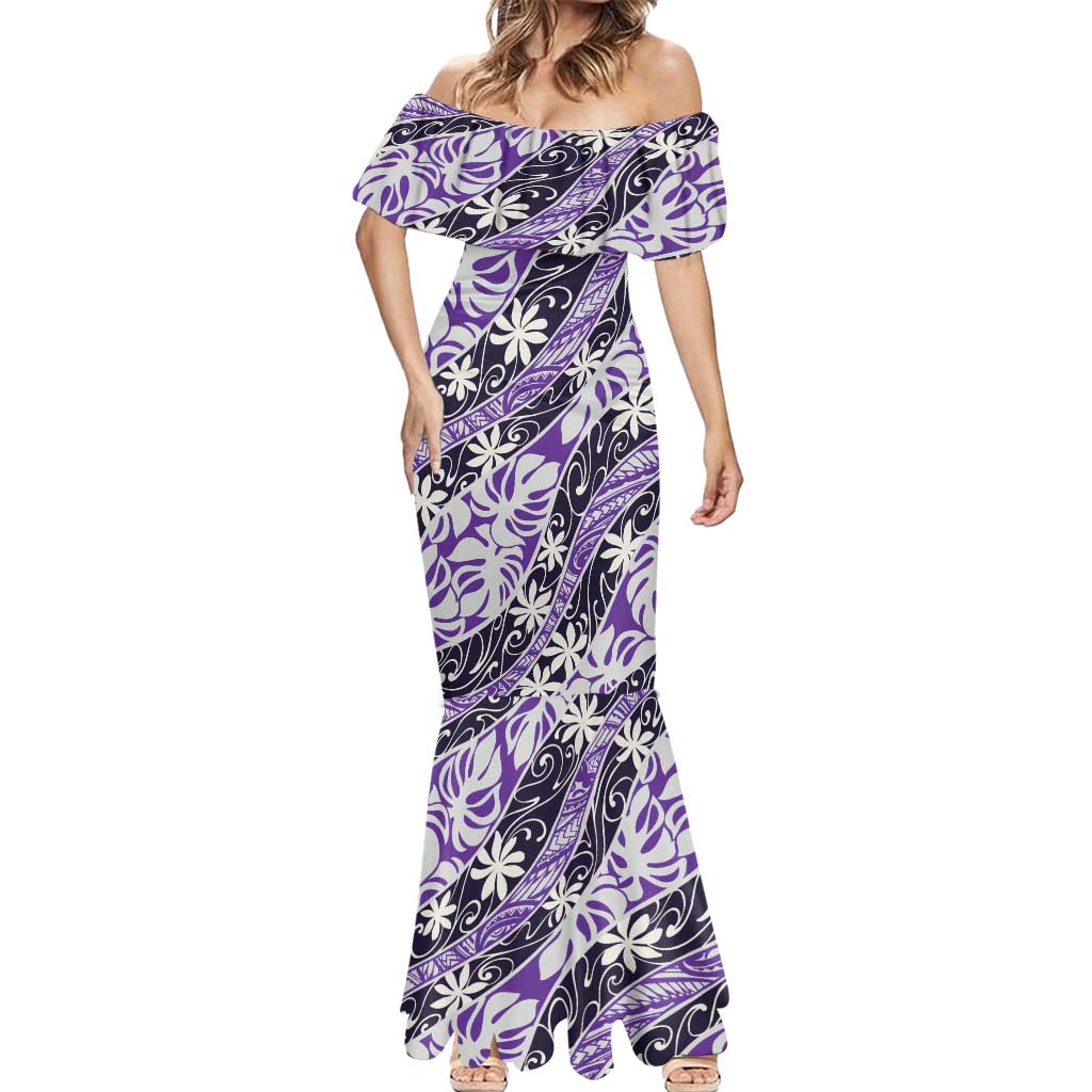 Vareau Tahiti Tiare Monstera Mermaid Dress Polynesian Pattern Curve Style - Polynesian Pride