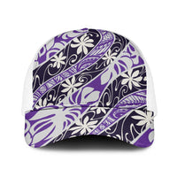 Vareau Tahiti Tiare Monstera Mesh Trucker Cap Polynesian Pattern Curve Style - Polynesian Pride