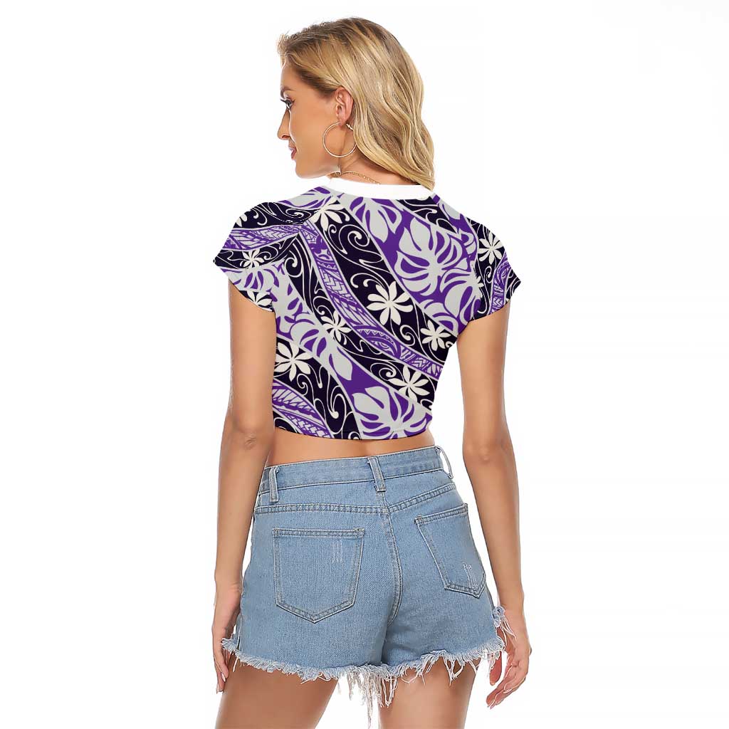 Vareau Tahiti Tiare Monstera Raglan Cropped T Shirt Polynesian Pattern Curve Style - Polynesian Pride