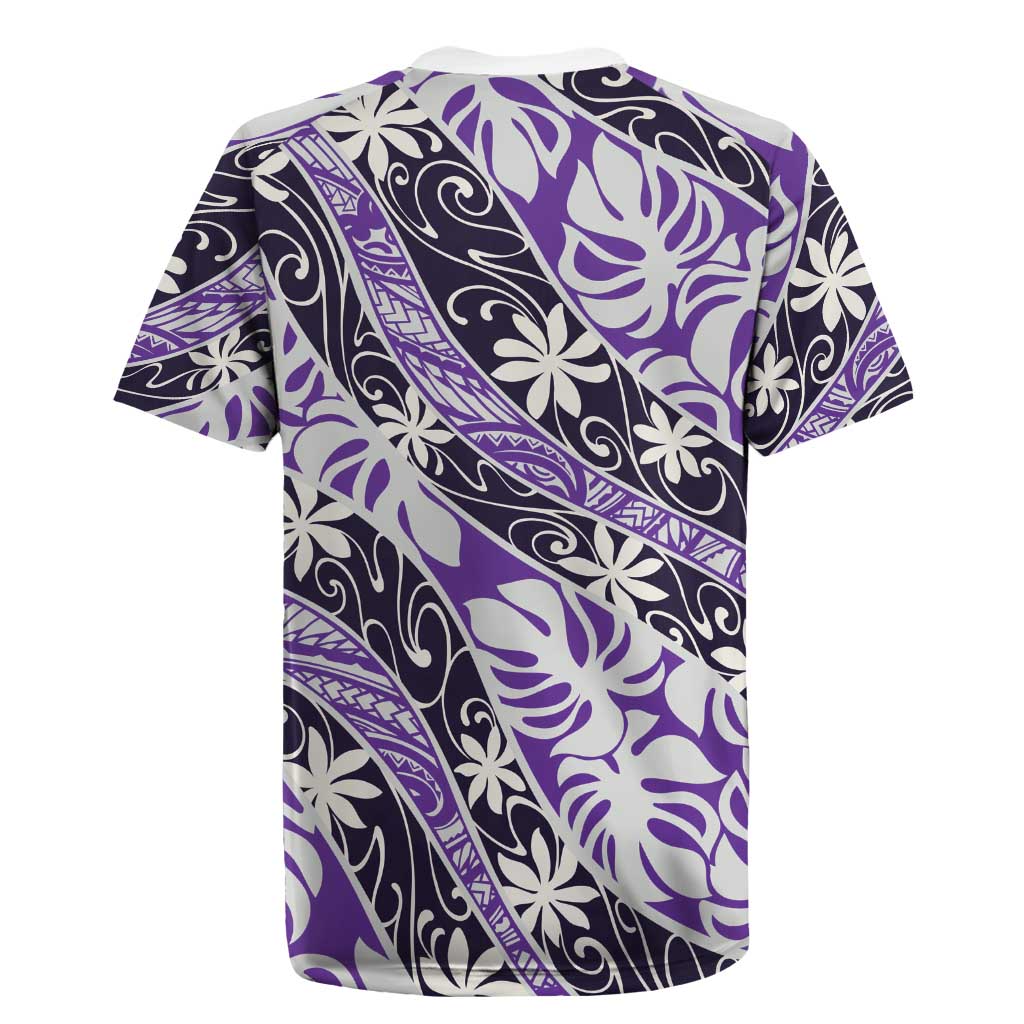 Vareau Tahiti Tiare Monstera Rugby Jersey Polynesian Pattern Curve Style - Polynesian Pride