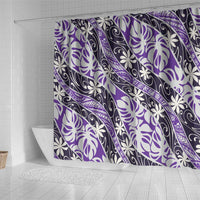 Vareau Tahiti Tiare Monstera Shower Curtain Polynesian Pattern Curve Style - Polynesian Pride