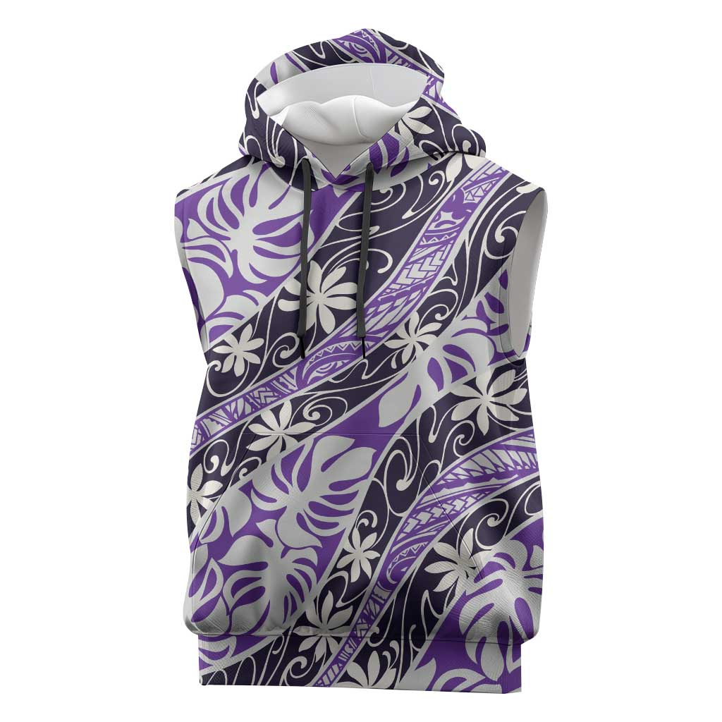 Vareau Tahiti Tiare Monstera Sleeveless Hoodie Polynesian Pattern Curve Style - Polynesian Pride