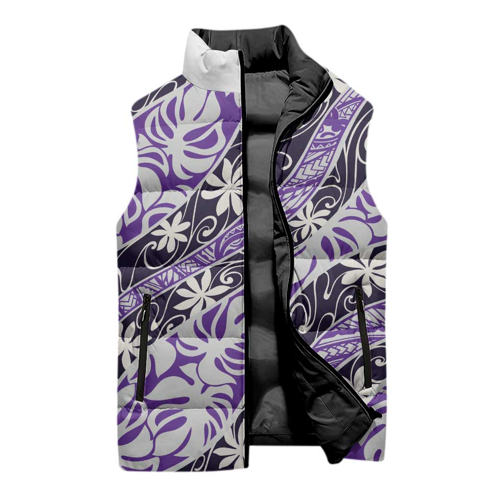 Vareau Tahiti Tiare Monstera Sleeveless Puffer Jacket Polynesian Pattern Curve Style - Polynesian Pride
