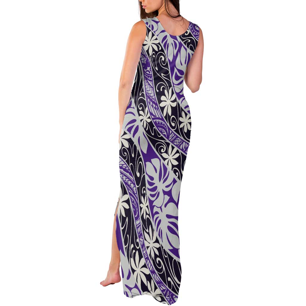 Vareau Tahiti Tiare Monstera Tank Maxi Dress Polynesian Pattern Curve Style - Polynesian Pride