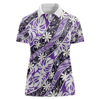 Vareau Tahiti Tiare Monstera Women Polo Shirt Polynesian Pattern Curve Style - Polynesian Pride