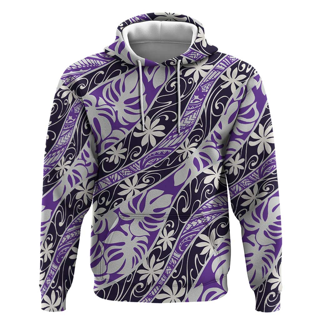 Vareau Tahiti Tiare Monstera Zip Hoodie Polynesian Pattern Curve Style - Polynesian Pride
