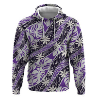 Vareau Tahiti Tiare Monstera Zip Hoodie Polynesian Pattern Curve Style - Polynesian Pride