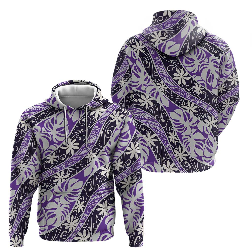 Vareau Tahiti Tiare Monstera Zip Hoodie Polynesian Pattern Curve Style - Polynesian Pride