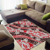 Uteute Tahiti Tiare Monstera Area Rug Polynesian Pattern Curve Style - Polynesian Pride