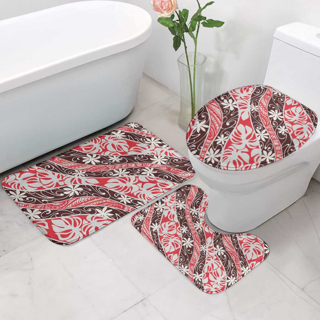 Uteute Tahiti Tiare Monstera Bathroom Set Polynesian Pattern Curve Style - Polynesian Pride